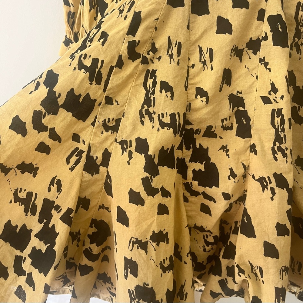 Anine Bing Painterly Leo Peyton Long Sleeve Yellow and Black Mini Dress XXS - Picture 9 of 16